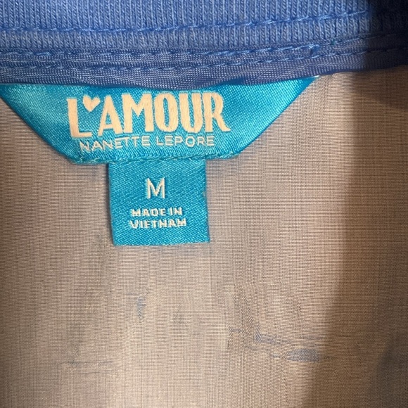 Nanette Lepore L’Amore Blue Ocean Fish Bomber Jacket zip up Cardigan - Sz M - Picture 8 of 9